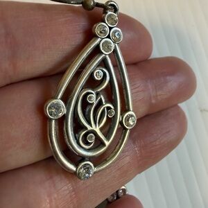 Brighton Silver Teardrop Earrings with Clear Stones